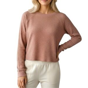 Double Zero x Buckle Cropped Long Sleeve Waffle Knit Top
